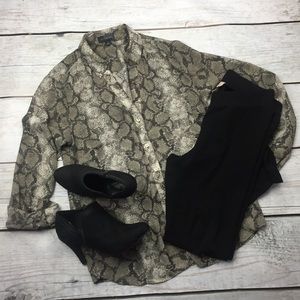 The Limited Blouse- Snakeskin Button Down-xsmall